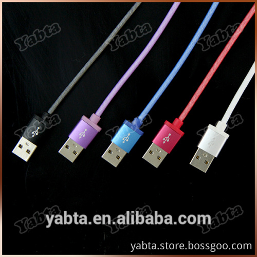 Steel wire metal connector shell usb data cable, for iphone/ ipad sync and charging lightn to usb cable